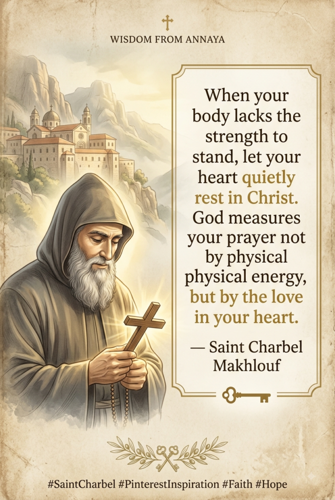 When your body lacks the strength to stand let your heart quietly rest in Christ. God measures your prayer not by physical energy but by the love in your heart